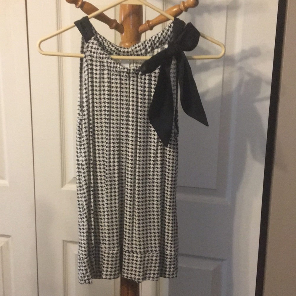Black and white checked blouse